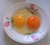 Two egg-yolks and one egg-white